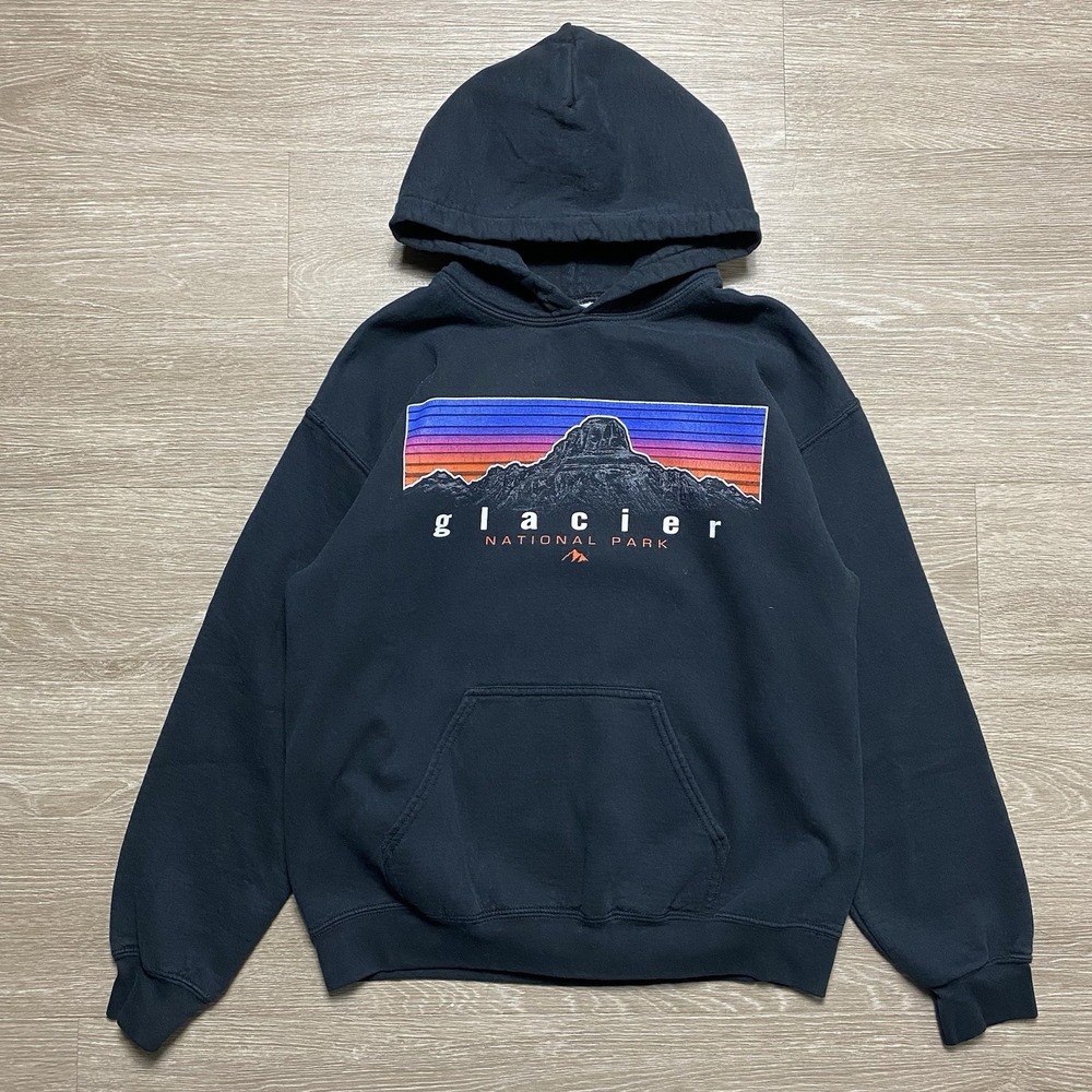 Yellowstone National Park Hooded Sweatshirt Men's M Black Pullover Outdoors